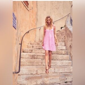 Sézane Pink Striped Mini Dress